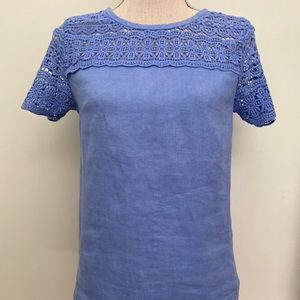 J. CREW Women's 0 Lace Embroidery 100% Linen Blouse